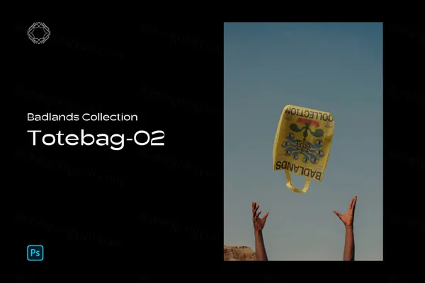 高端户外摄影无CG双手抛起的帆布袋手提袋高端潮牌设计贴图展示样机模板 BL Totebag 02