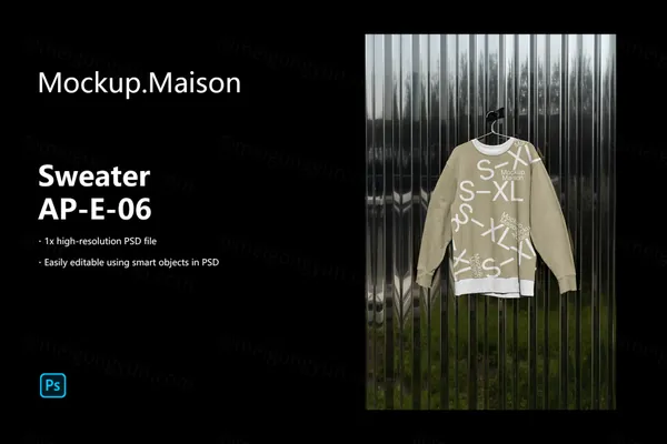 高质量摄影实拍假两件卫衣运动衫潮牌服装设计贴图展示样机模板 Sweater AP-E-06