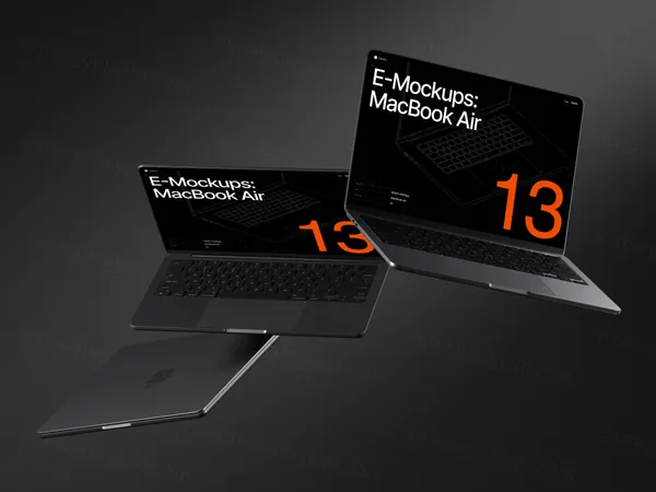 高质量苹果笔记本创意场景展示网页设计提案样机模板素材 MacBook Air Mockup-5