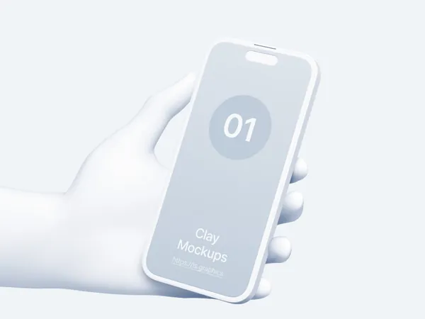 手握白模手机APP设计UI界面贴图展示样机模板 Hand Clay Mockups-2