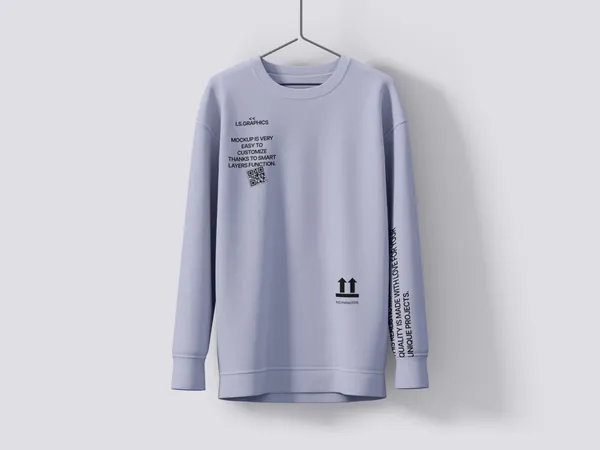 高质量长袖卫衣服装设计挂拍贴图展示样机模板 Hoodie and Sweatshirt Mockup-1