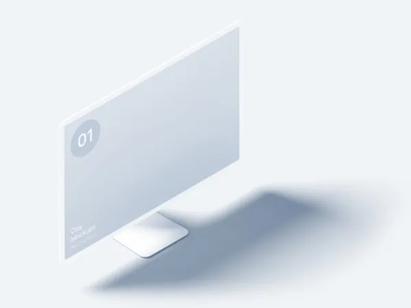 极简主义苹果电脑等距视角APP设计UI贴图展示样机模板 iMac Clay Mockups-1