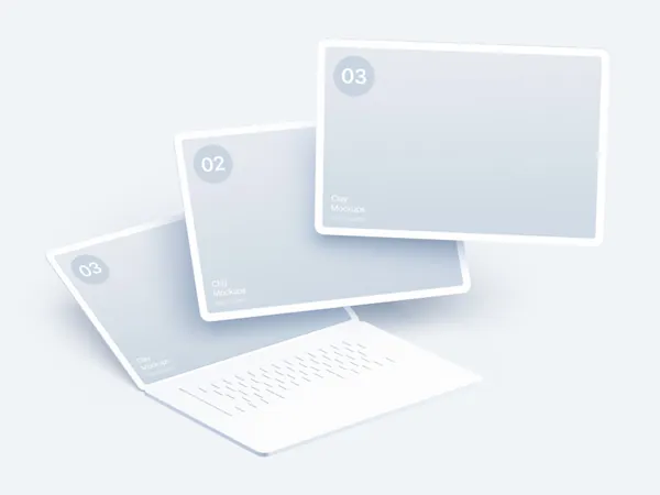 极简主义Apple笔记本电脑Web网页设计贴图展示样机模板 MacBook Laptop Clay Mockups-3