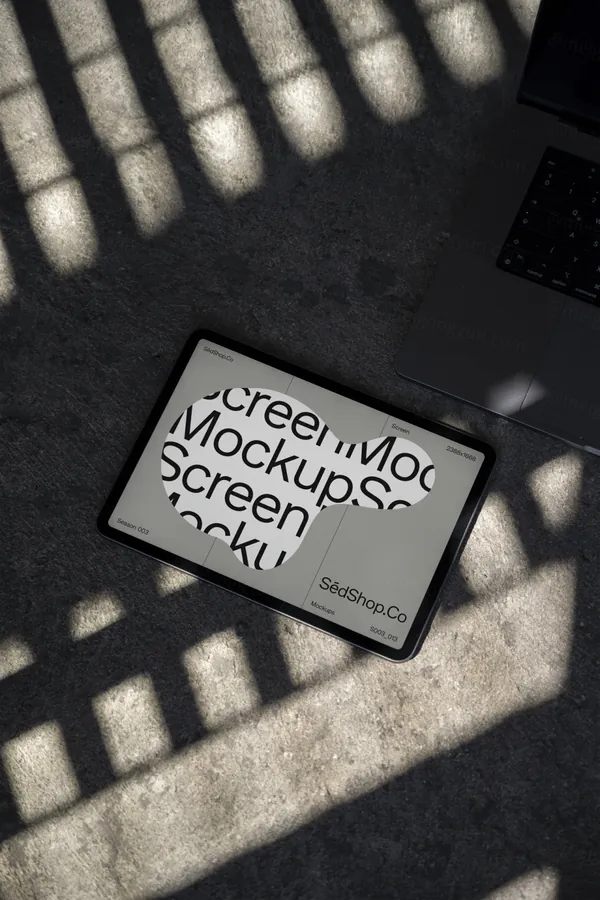 高级阴影苹果iPad平板网页APP设计贴图UI提案展示样机模板 S003-013