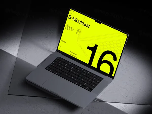 高质量苹果笔记本创意场景网页设计Web贴图展示样机模板 B - MacBook 16 Pro Mockups-1