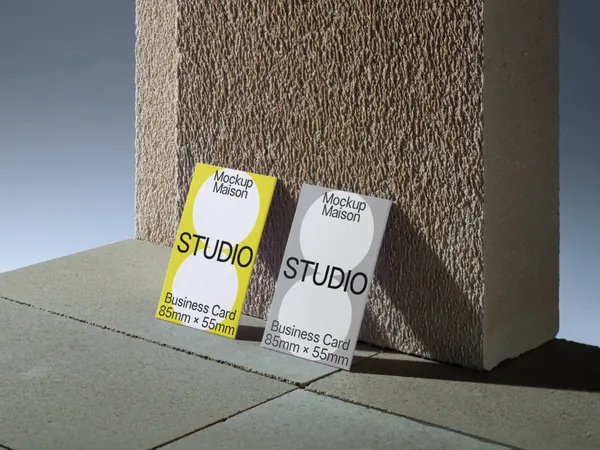 高质量工业砖块创意场景名片品牌设计提案展示样机模板 Business Card BC-BRK-05