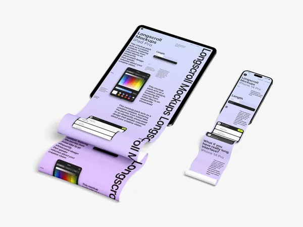 高端苹果平板手机滚屏长卷特效网页设计展示样机模板 iPad / iPhone Longscroll Mockup-4