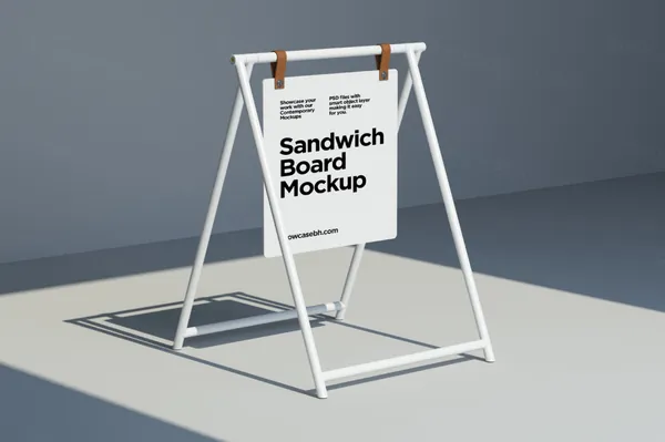 高质量商店招牌路牌广告牌小黑板设计贴图展示样机模板素材 Sandwich Board Mockup-2