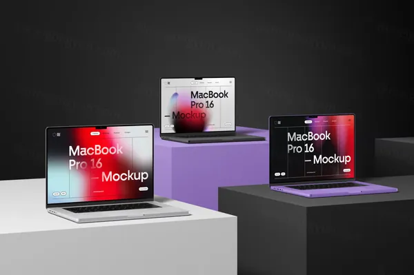 高质量极简风创意场景苹果笔记本网页设计提案展示样机模板 MacBook Pro 16 Mockup-3
