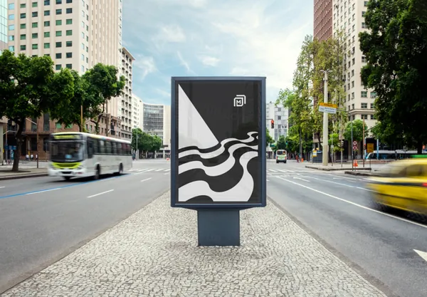 高质量城市街道摄影路边灯箱广告牌海报设计提案展示样机模板 BRA-RJ001-1