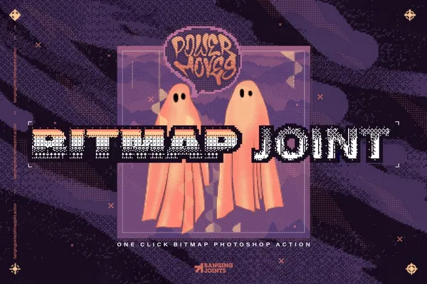 复古潮流怀旧8位像素风低保真图片特效PS动作素材 BitmapJoint Effect Action