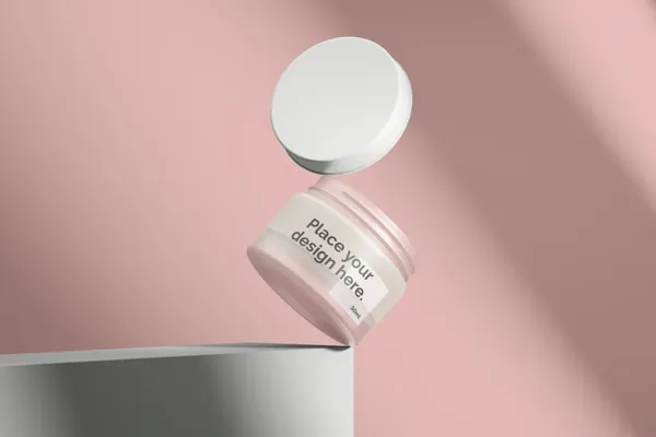 保湿乳霜美白化妆品包装设计贴图展示样机模板 Cosmetic Cream Mockup