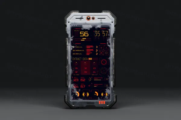 未来派赛博朋克科幻UI界面设计APP展示手机户外设备样机模板 Cyber Mobile Mockups-2