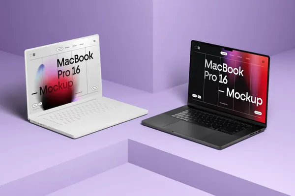 高质量极简风创意场景苹果笔记本网页设计提案展示样机模板 MacBook Pro 16 Mockup-19