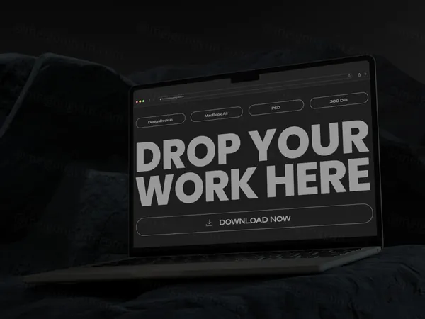 抽象暗黑场景苹果笔记本网页设计贴图展示样机模板 Macbook Air M2 Mockup-6