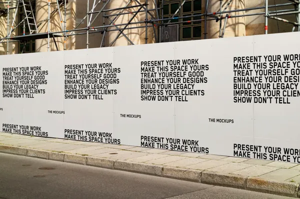 高质量城市摄影都市街道地产围栏广告牌海报设计贴图展示样机模板 TM-BILLBOARD-019