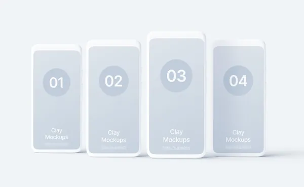 极简主义显示设备正视角网页APP设计UI贴图展示样机模板 Front Clay Mockups-1