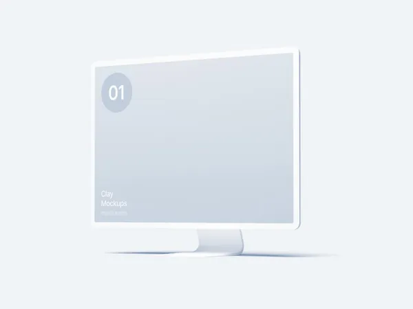 极简主义电脑显示器Web网页设计UI贴图展示样机模板 Monitor Clay Mockups-11