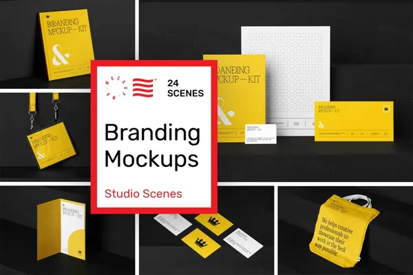 高质量品牌VI设计提案贴图展示样机模板 Branding Mockups Kit - Studio Scenes
