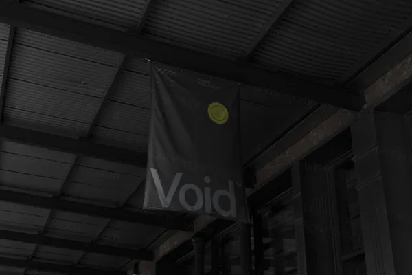 潮流暗黑风高级感吊旗旗帜广告海报设计提案样机模板素材 Dark FLAG Mockup