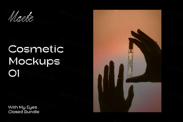 高端唯美梦幻Ins风试管精华化妆品品牌包装设计贴图展示样机模板 Cosmetic Mockup-2