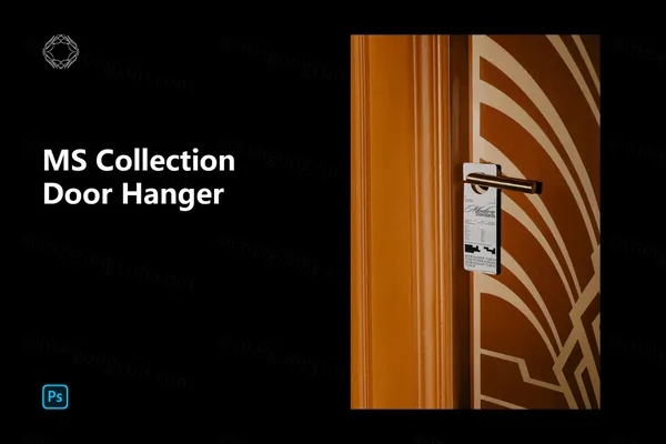 高端室内实拍无CG高档酒店门卡品牌设计贴图展示样机模板 Door Hanger