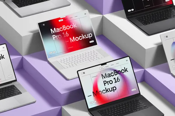 高质量极简风创意场景苹果笔记本网页设计提案展示样机模板 MacBook Pro 16 Mockup-15