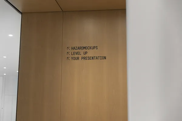 高级木质墙面路牌指示牌品牌导视系统设计贴图展示样机模板 Signage Mockup