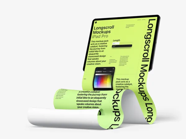 高质量苹果平板滚屏长卷特效网页设计展示样机模板 iPad Longscroll Mockup-3