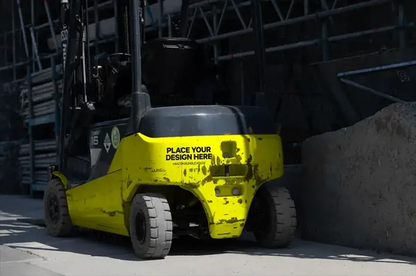 户外工地拖拉机建筑公司企业品牌设计VI提案展示样机模板 Construction Mockup