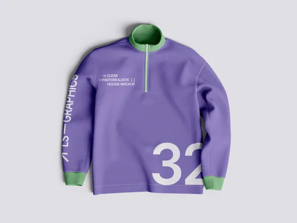 高质量长袖卫衣运动衫服装设计平铺图贴图展示样机模板 Hoodie and Sweatshirt Mockup-4