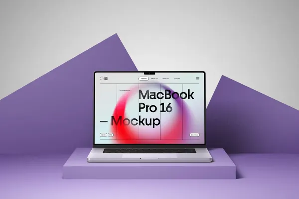 高质量极简风创意场景苹果笔记本网页设计提案展示样机模板 MacBook Pro 16 Mockup-9