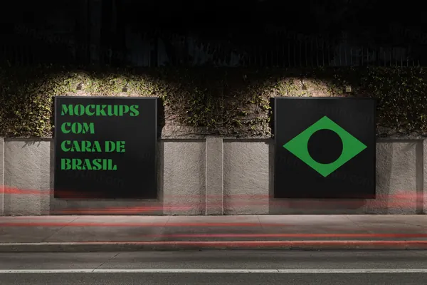 高质量户外夜晚摄影都市路边广告牌海报设计贴图展示样机模板 Poster Mockup