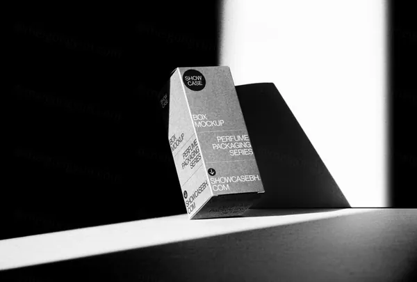 高级阴影高端奢侈品香水品牌包装设计贴图展示样机模板 Perfume Packaging Mockup-2