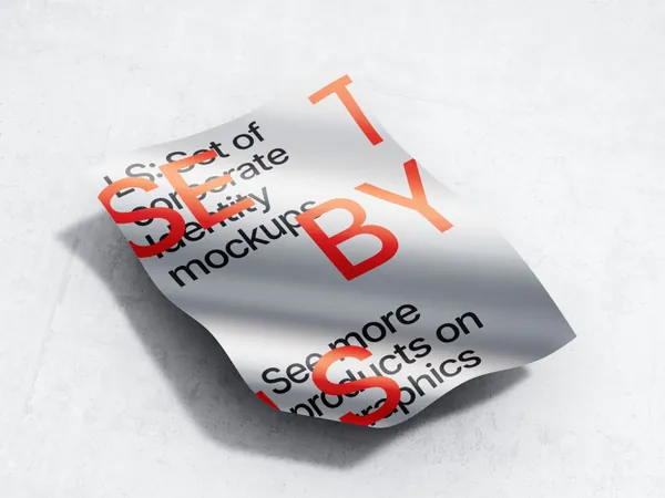 高质量铝箔纸金属纸张宣传单海报设计贴图展示样机模板 Metallic Paper Mockups-11