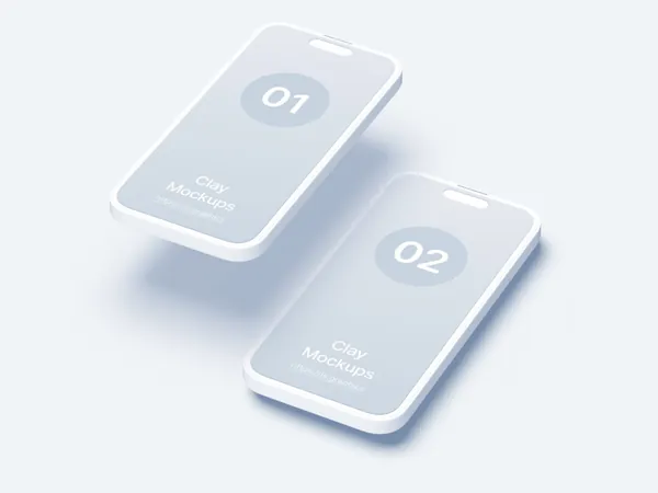 极简主义Apple白模手机APP设计UI界面贴图展示样机模板 iPhone 14 Pro Clay Mockups-14