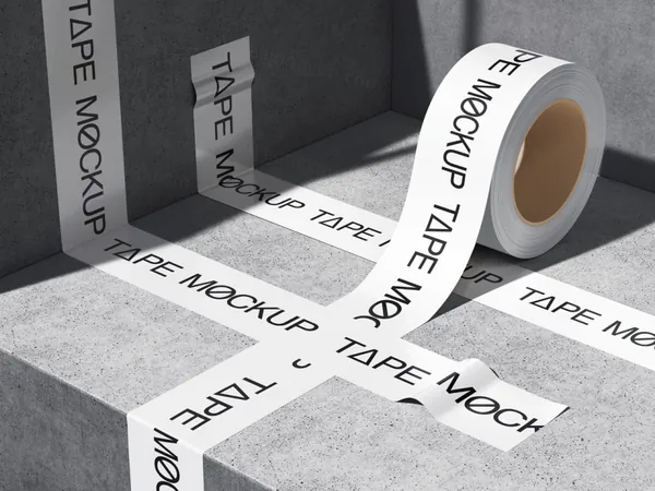 极简主义胶带封箱带品牌包装设计提案贴图展示样机模板素材 Qubus Stationery Mockups-2