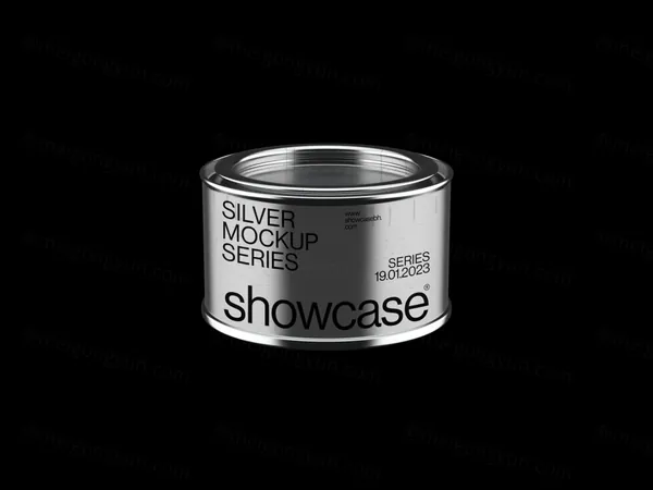 高端银色食品罐头品牌VI包装设计提案贴图展示样机模板 Silver Can Mockup