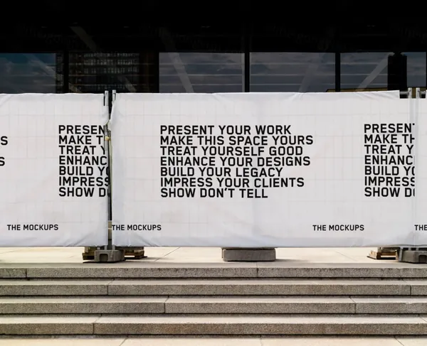 高质量城市摄影都市街道地产围栏广告牌海报设计贴图展示样机模板 TM-BANNER-016