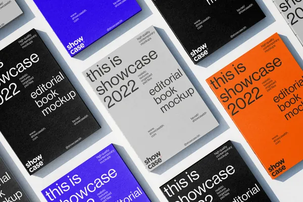 高质量精装书籍杂志画册封面封套文件夹设计贴图展示样机模板 Book Folder Mockup-3