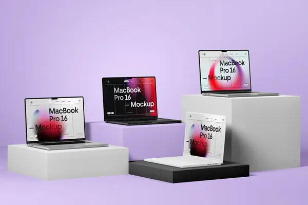 高质量极简风创意场景苹果笔记本网页设计提案展示样机模板 MacBook Pro 16 Mockup-4