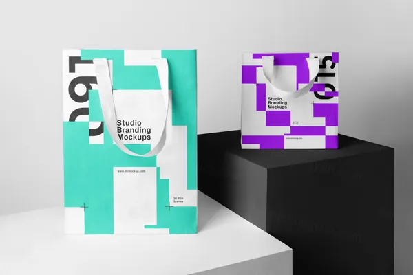 高质量环保袋手提袋工作室品牌VI设计提案贴图展示样机模板 Studio Branding Mockups-2