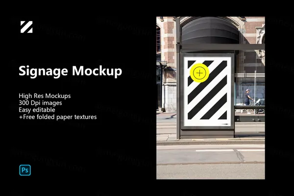 潮流户外都市公交站台广告牌海报设计提案贴图展示样机模板 Urban Poster Mockup-1