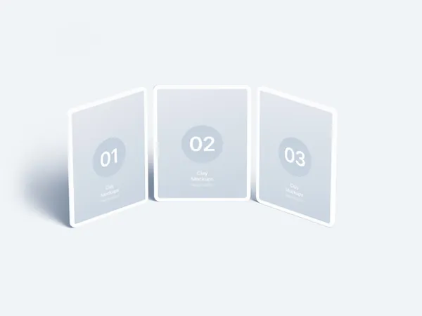 极简白模Apple平板电脑Web网页设计UI界面贴图展示样机模板 iPad Clay Mockups-1