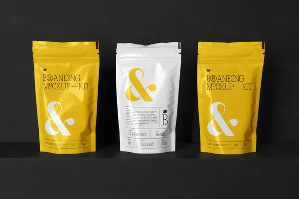 高端塑封袋自封袋包装品牌VI设计提案贴图展示样机模板 Branding Mockups