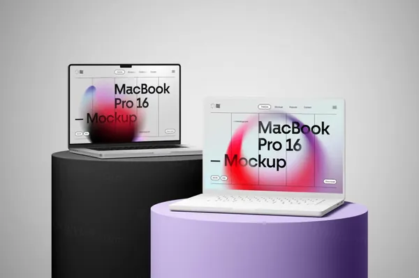 高质量极简风创意场景苹果笔记本网页设计提案展示样机模板 MacBook Pro 16 Mockup-18