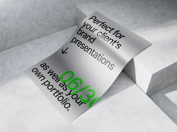 高质量铝箔纸金属纸张宣传单海报设计贴图展示样机模板 Metallic Paper Mockups-6