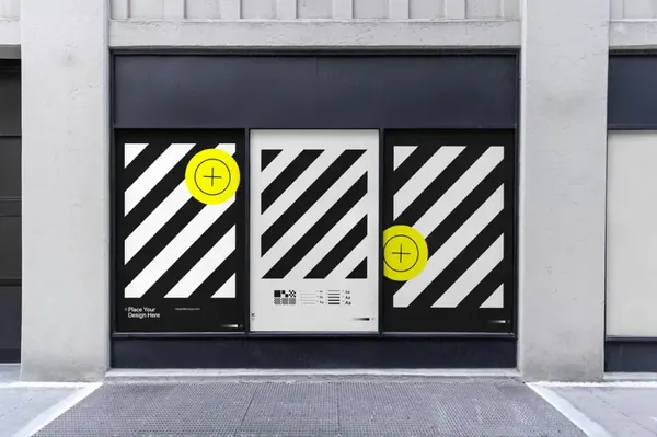 户外都市街头店铺橱窗广告牌海报设计提案贴图展示样机模板 Urban Banner Mockup-1