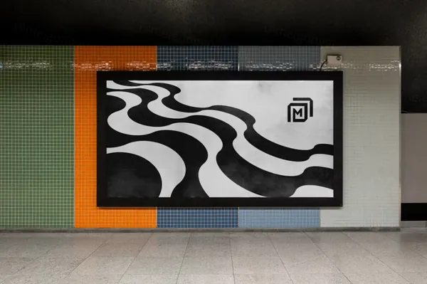 高质量城市街道摄影地下通道灯箱广告牌海报设计提案展示样机模板 BRA-RJ014