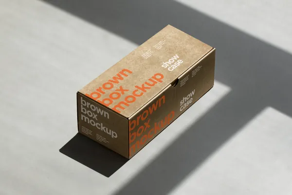 棕色瓦楞纸快递纸箱物流包装设计贴图展示样机模板素材 Brown Box Mockup-3